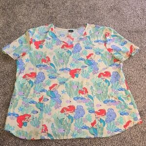 Disney Ariel- Under The SEA NURSING Character Print SCRUB Top Womens Size XL